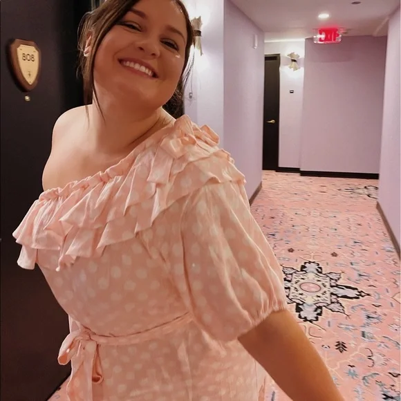 Lisa Marie Fernandez x Target Pink & White Polka Dot Short Ruffle Dress Size 1X - Picture 2 of 7